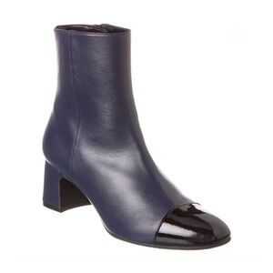 New Stuart Weitzman Milla 60 Leather Bootie Blue Sz 7